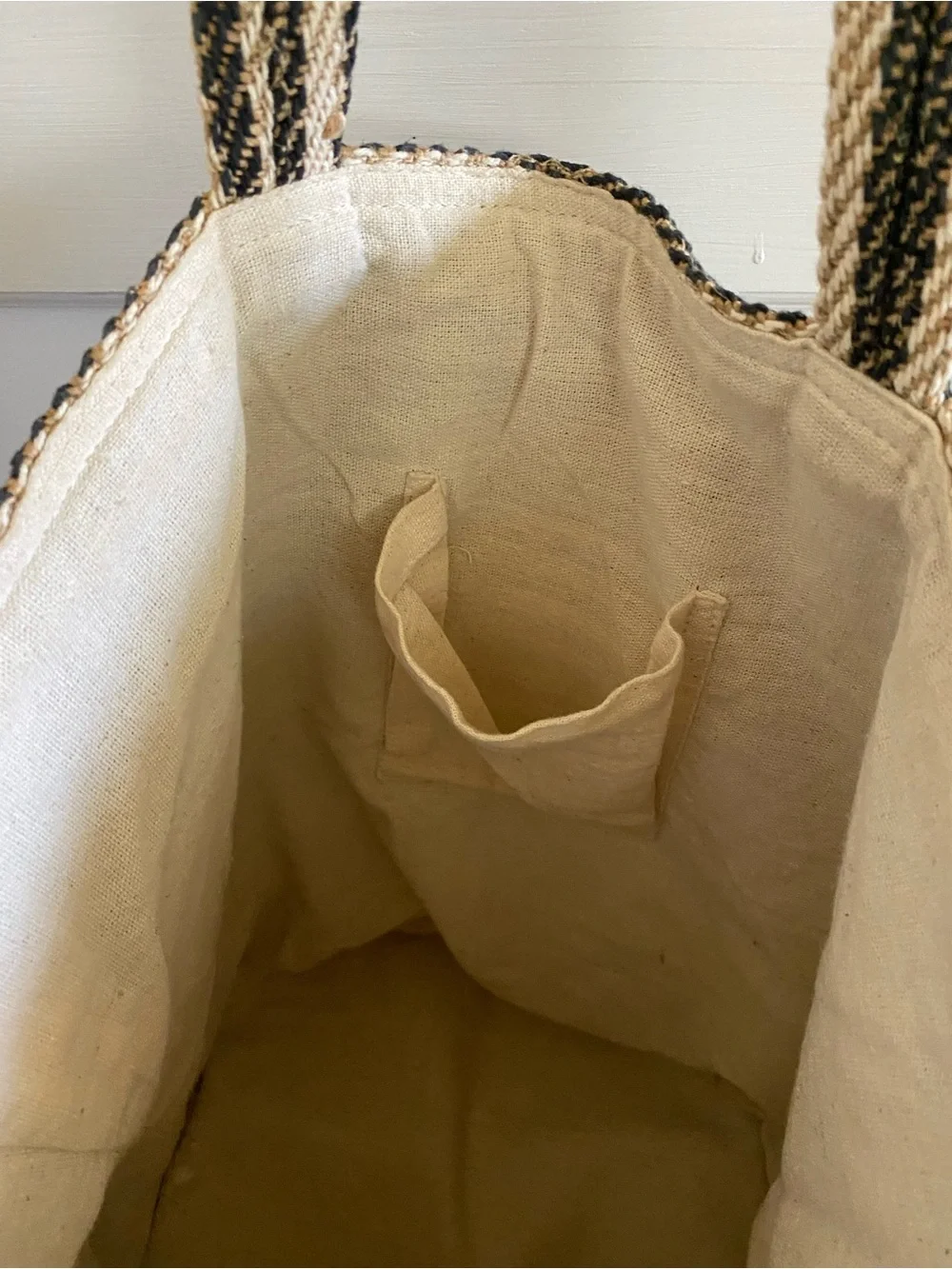 Will & Atlas black and cream jute tote. Excellent condition!